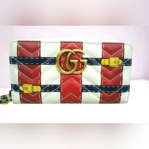 Rare GUCCI GG Marmont Zipper Wallet 466490 0959 Leather